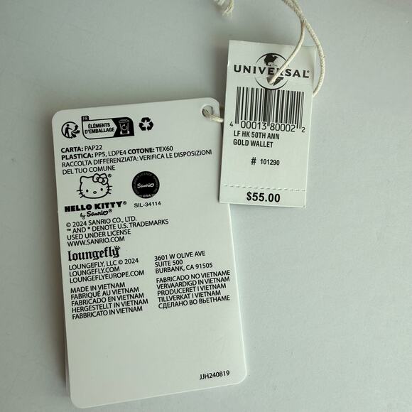 Hello Kitty 50th Anniversary Gold Wallet Loungefly New w/ Tags - Picture 5 of 9